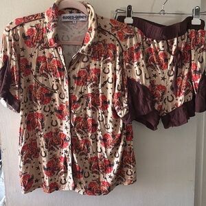 Rodeo Quincy Women's Red Floral Western Pajama Set